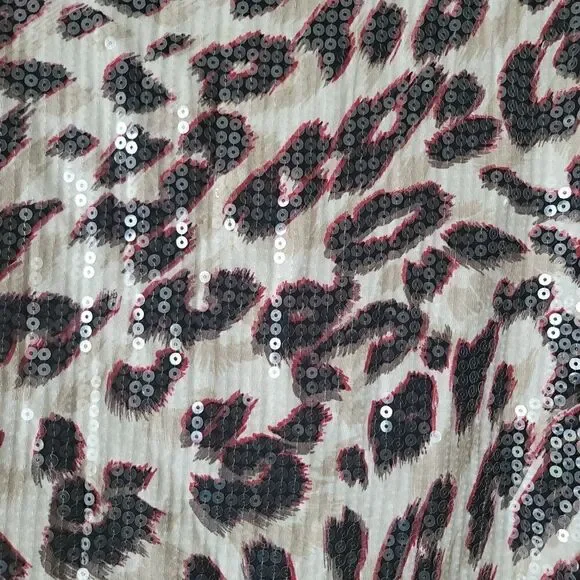 Chico's Leopard Print Sleeveless Top with Sequins - Size 2 / Large - Picture 2 of 4
